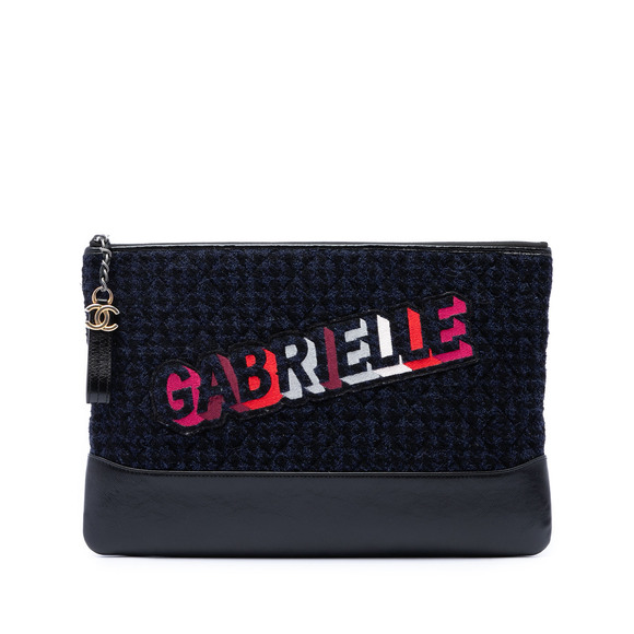 Chanel Handbags - Pre-Loved Chanel Large Tweed and Calfskin Embroidered Gabrielle O Case Clutch